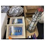 Slag Glass Light House w/ Shadow Box