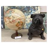 Plastic Pug Figurine w/ 10" World Globe