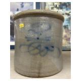 Blue Slip-Decorated Straight-Sided Storage Crock