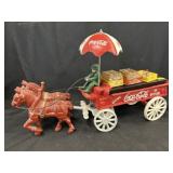 Contemporary Cast Metal Horse-Drawn Wagon