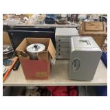 Waste Can, Mini Fridge & Monitors