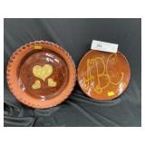(2) Contemporary Redware Plates