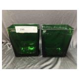 (2) Vintage Art Glass Planters