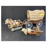 Vintage Toy Horse-Drawn Wagon w/ Cart