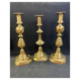 (3) Brass Candlesticks