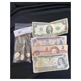 (3) Eisenhower $1 Coins w/ Assorted Foreign & US