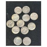 (12) Roosevelt Silver Dimes