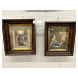 2 Deep Molded Walnut Frames w/ Prints