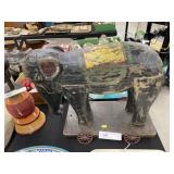 Carved Wood Pull Toy Elephant