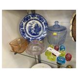 Transferware Plate w/ Depression Glass & Salts