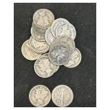 (17) Mercury Dimes