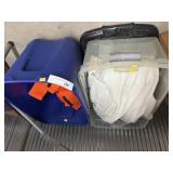 2 Storage Totes w/ Nylon Slings & Table Linens