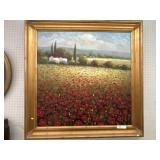 Unsigned Oil on Canvas of Poppy Field