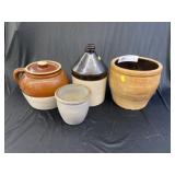 F.H. Cowden & Stoneware Storage Crocks & Jug