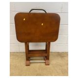 Wooden Folding TV Tray Set With Stand