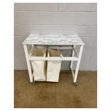 Rolling Laundry Sorter with Faux Marble Top