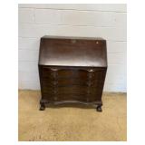 Mahogany Serpentine Front Slant-Front Desk