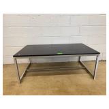 Modern Black Wood and Metal Coffee Table