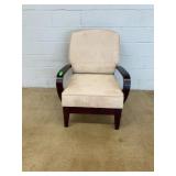 Upholstered Armchair With Dark Wood Frame