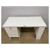 White Laminate Desk with Drawers and Shelves