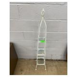 White Metal and Glass Three-Tier Shelf Stand