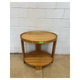 Round Two-Tier Striped Wood Side Table