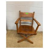 Wooden Director-Style Armchair with X-Base