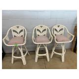 3 Rattan Swivel Bar Stools