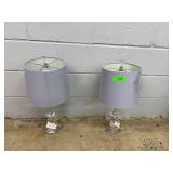 Crystal Table Lamps with Gray Shades