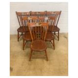 6 Vintage Plank Seat Painted Fruit Motif