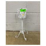White Metal Scrollwork Plant Stand
