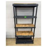Five-Shelf Plastic and Wood Shelving Unit
