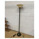 Brown Torchiere Floor Lamp with Glass Shade