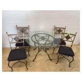Glass Top Dining Table With 4 Metal Chairs