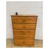 Pine 5 Drawer Tall Chest