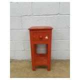 Red Painted Wood Side Table