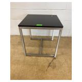 Square Side Table With Metal Base