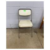 Metal Folding Chair with White Vinyl Seat