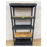 Plastic and Wood 5-Shelf Storage Unit