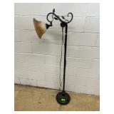 Metal Floor Lamp with Ornate Leaf Motif and Froste