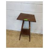 Turned Wood Side Table with Lower Shelf