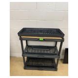 Three-Tier Black Plastic Utility Shelf Unit