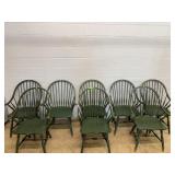 Eight Green Windsor Armchairs
