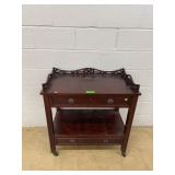 Mahogany Rolling Tea Cart with Drawers