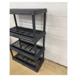 Four-Tier Black Plastic Storage Shelf Unit