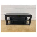 Black Metal and Glass TV Stand with Shelves