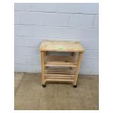Rolling Wood Utility Cart with Slatted Shelves