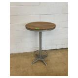 Round Wood and Metal Bar Table