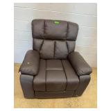 Brown Faux Leather Power Lift Recliner Chair
