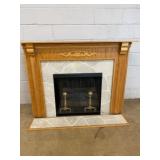 Electric Fireplace With Oak and Foe Stone Surround
